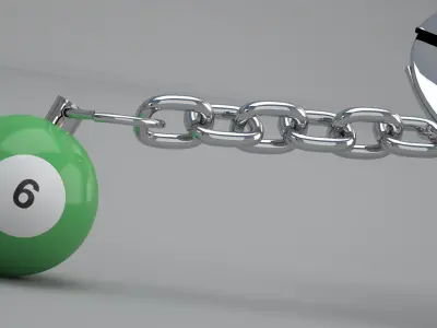 6 Pool Snooker Ball with Keychain 3D model