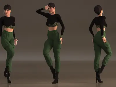  Fashionable Female Rigged for Cinema 4D 