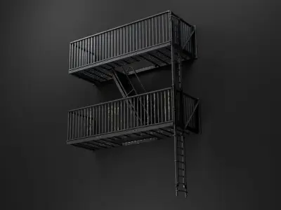 Fire Escape Stairs  3D Asset Low-poly 3D model