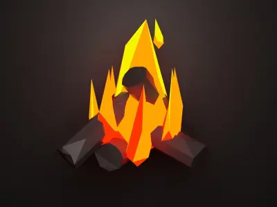 Campfire bonfire Low-poly 3D model