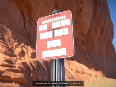 Hinweisschilder High-Poly und Low mit Pfosten und Rahmen 3D Model Pack