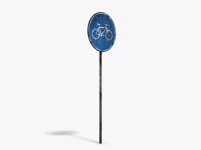 Damaged Bike Road Sign Low-poly 3D model