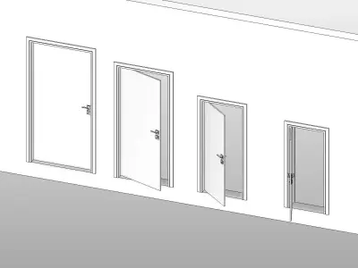 Door - Full Parametric Revit Family Low-poly 3D model