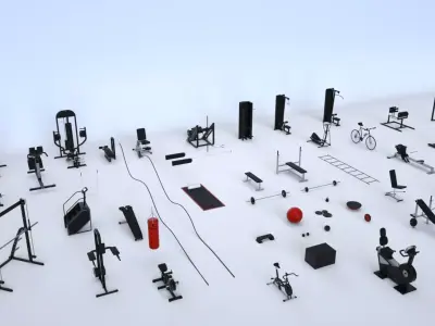 Massive Gym Equipment Collection 3D model