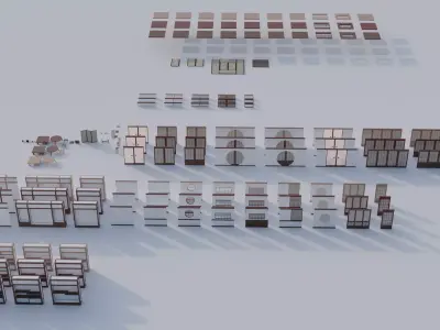 Low Poly Japanese Modular House Interior Pack Low-poly 3D model