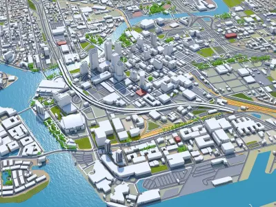 Tampa Downtown Florida USA Low-poly 3D model