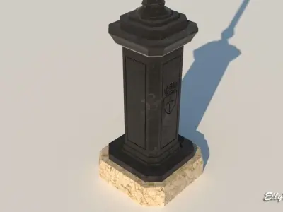 European Street Lamp Low-poly 3D model