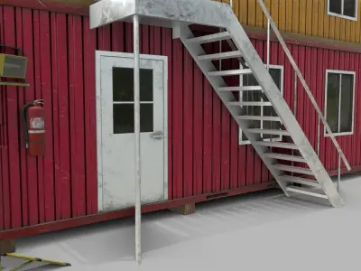 Office Containers With Interior Low-poly 3D model