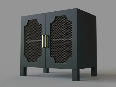 Screen Door Nightstand Black 3D model