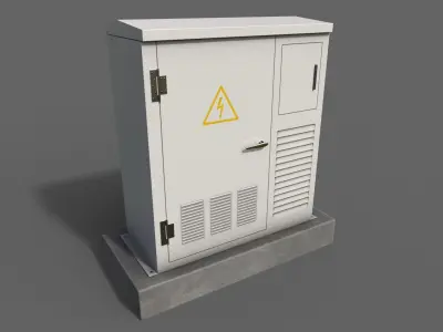PBR Electric Box White Low-poly 3D model