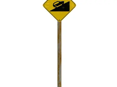 Rusty Steep Ascent Ahead Traffic Sign 3D model