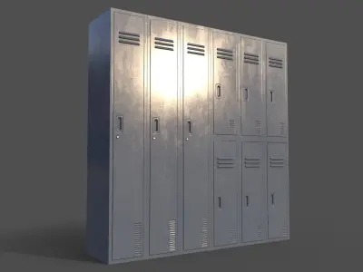 PBR School Gym Locker 06 - Grey Low-poly 3D model