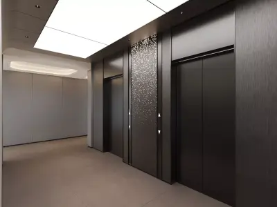 Minimalist Office Elevator Lobby Interior 3D model