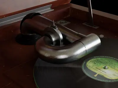 Realistic High Res Phonograph Record Player Cabinet 3D model