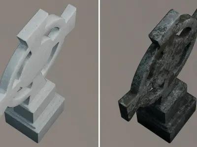 Christian Burial Cemetery Cross Tombstone tomb Low-poly 3D model