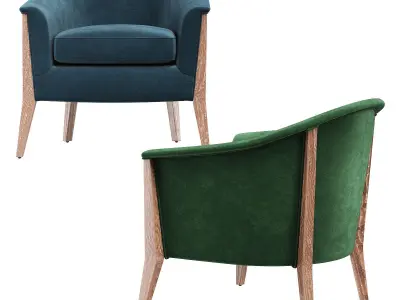 Nomad Chair in Plush Azure Low-poly 3D model