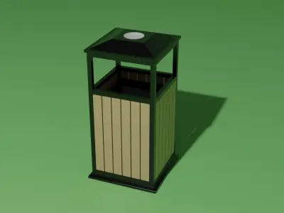 Trash can Low-poly 3D model 15