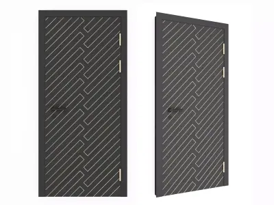 Door 3D steel with zigzag pattern 3D model