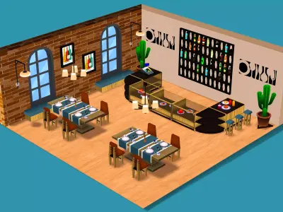 Restaurant MegaPack Low-poly 3D model