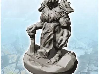 Evil lord in armor with shoulder protection and weapon 17 - Medi 3D print model