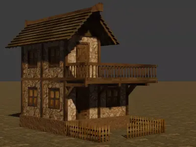 Medieval house seven 12 Low-poly 3D model