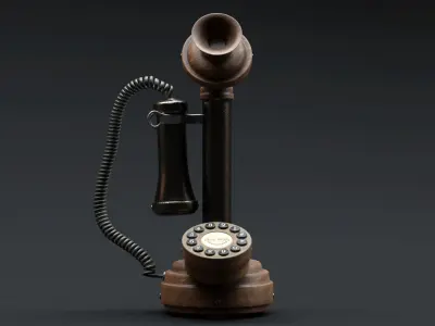 Vintage Wooden Telephone 2 3D model