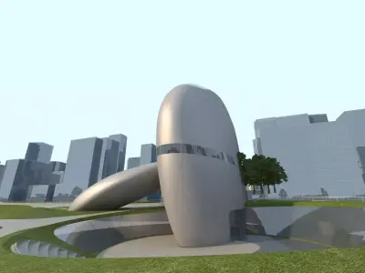 Shenzhen city Bay Architecture Low-poly 3D model