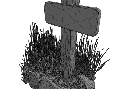 Rustic Wooden Signpost Landscape Prop Low-poly 3D model