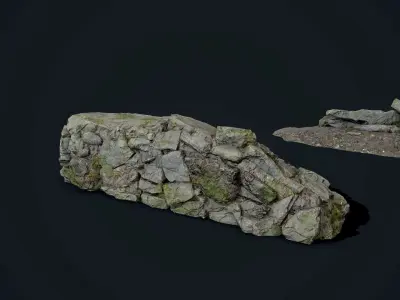 Pack - stone walls and stone piles  Low-poly 3D model