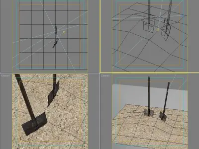 Spades in sand Low-poly 3D model