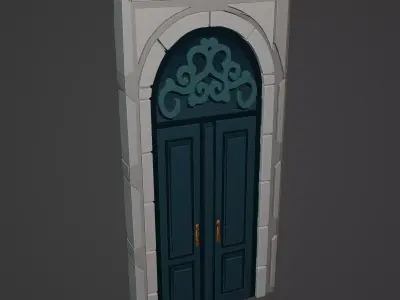 Medieval Door Low-poly 3D model 26