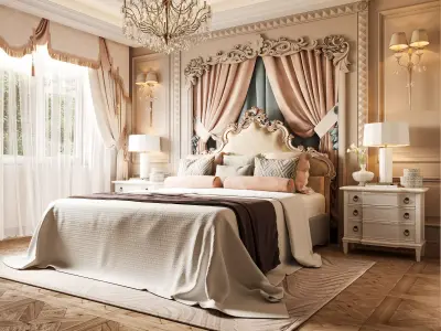 French Style Bedroom 3D Model 3D model