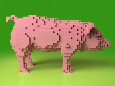 Pig Minecraft Voxel Low-poly 3D model