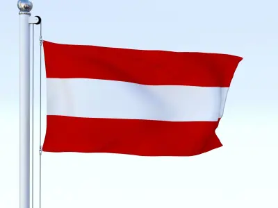 Animated Flag Austria Low-poly 3D model