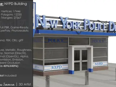 NYPD Building - Game Asset - PBR LowPoly Photorealistic Low-poly 3D model