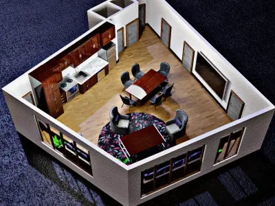 3d living room  Low-poly 3D model