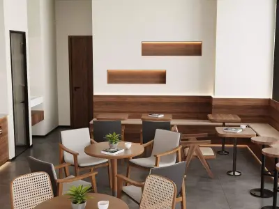 Modern Coffee Shop Cafe With Bar And Seating 3D model