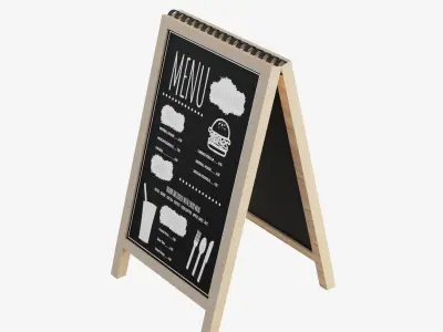 Cafe Bar Menu Stand Low-poly 3D model