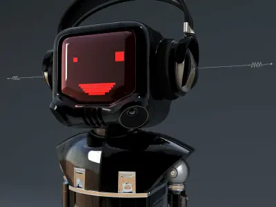 LED Machine Cartoon Robot Rigged Version 3D model
