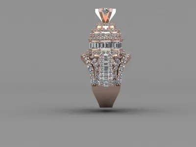 Rose Gold Women Diamond Ring 3D print model 3D print model 71