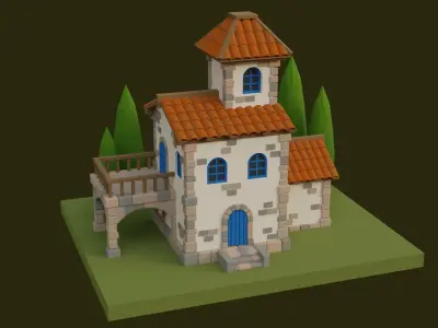 Cartoon House 3 Low-poly 3D model