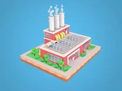 Cartoon Factory Plant 3D model