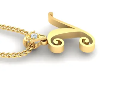 Alphabet V3 Light Gold  Font Pendant Y 3D print model
