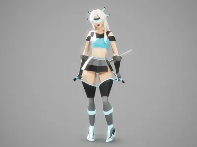 CYBERGIRL - Low Poly Style Female Character Low-poly 3D model