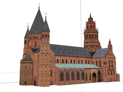Architecture-Religion-God-Culture-Temple-044 church with spir... 3D model