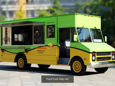 Street food step van 3D Model Pack