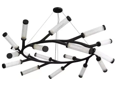 Cylinder Branches Chandelier Ring Black Low-poly 3D model