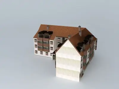 80ies Residential Building Low-poly 3D model