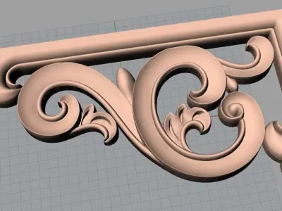 Furniture decorative corner flower 3D STL model for CNC E866 3D model