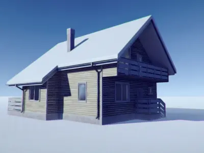 Winter Cottage Low-poly 3D model